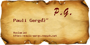 Pauli Gergő névjegykártya